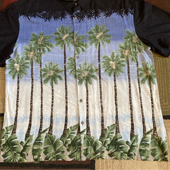 Island Shores Hawaiian Button Up Rayon Shirt Palm Trees Men's Sz 2XL - Picture 2 of 6